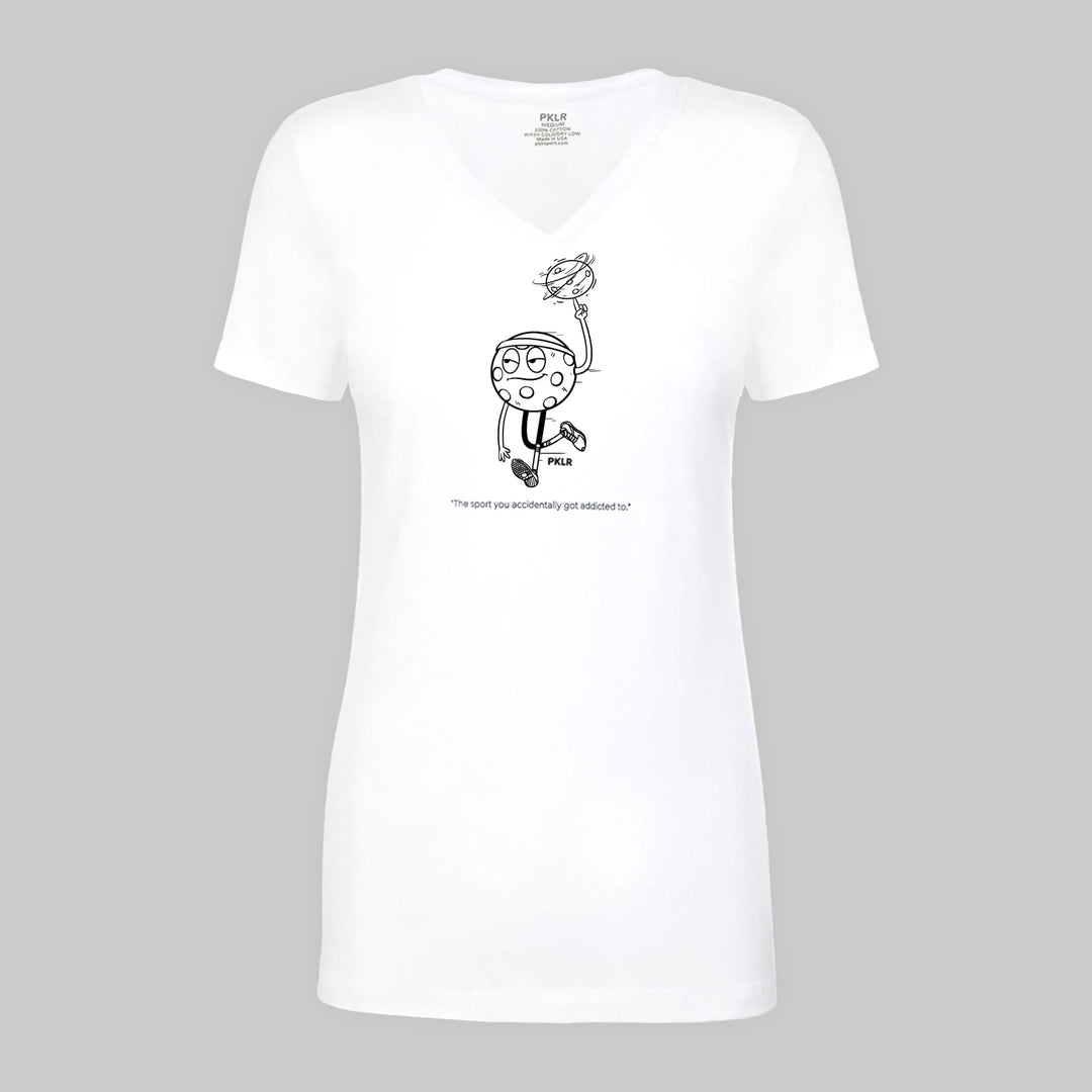PKLR Pickleball Addict Women's V-Neck T-Shirt
